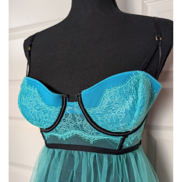 Victoria Secret Size 34C Babydoll Slip Dress Underwire Bra Y2K Gothic Burlesque - Picture 3 of 10
